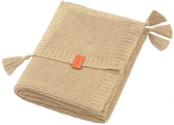 Baby Ono Bamboo Beige 75 X 100 Cm Gebreid Wiegdeken Met Kwastjes 546/02