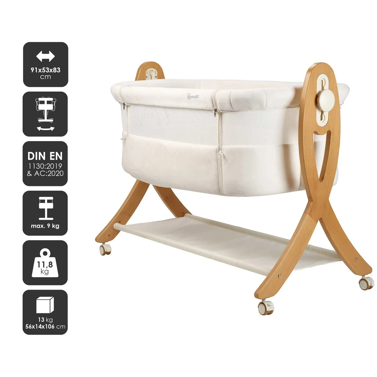 Babygo SideBySide Creme Wieg Aan Bed 4161 8 Babygo SideBySide Creme Wieg Aan Bed 4161 - Afbeelding 8