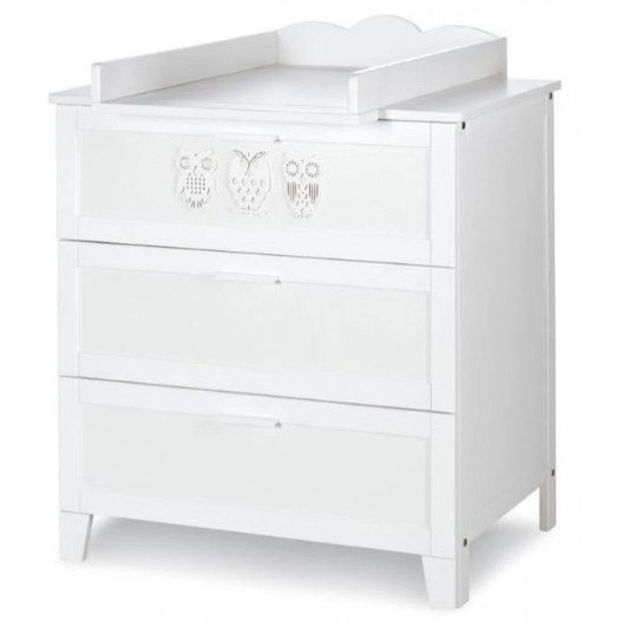 Babykamer Uil Wit: Ledikant, Commode En 2-Deurs Kast 3 Babykamer Uil Wit: Ledikant, Commode En 2-Deurs Kast - Afbeelding 3