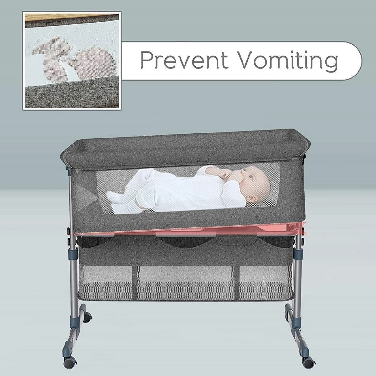 Eco Baby Donkergrijs Wieg Aan Bed FB5001 6 Eco Baby Donkergrijs Wieg Aan Bed FB5001 - Afbeelding 6