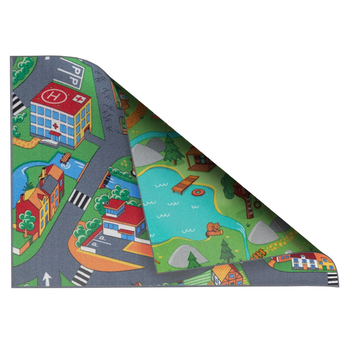 Kids Corner Hiking/Little Village 95x113 Cm Omkeerbaar Vloerkleed En Speelmat 1 Kids Corner Hiking/Little Village 95x113 Cm Omkeerbaar Vloerkleed En Speelmat