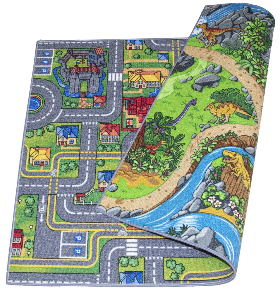 Kids Corner Playcity/Dino 95x113 Cm Omkeerbaar Vloerkleed En Speelmat 2 Kids Corner Playcity/Dino 95x113 Cm Omkeerbaar Vloerkleed En Speelmat - Afbeelding 2