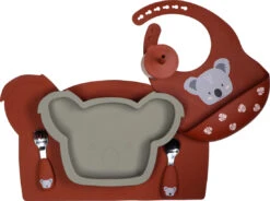 Tryco Koala Olive Gray Siliconen Bord TR-392817 -Babyproducten Winkel koala dark rust silicone collection 03 3
