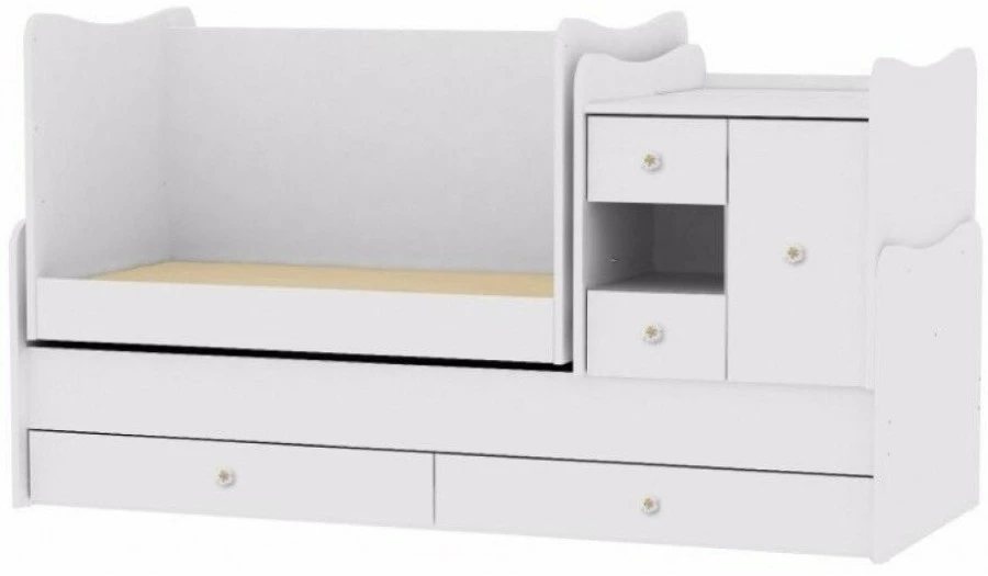 Lorelli Mini Max White/Artwood 2-in-1 Bed En Commode 190/72 1015050-0030 2 Lorelli Mini Max White/Artwood 2-in-1 Bed En Commode 190/72 1015050-0030 - Afbeelding 2