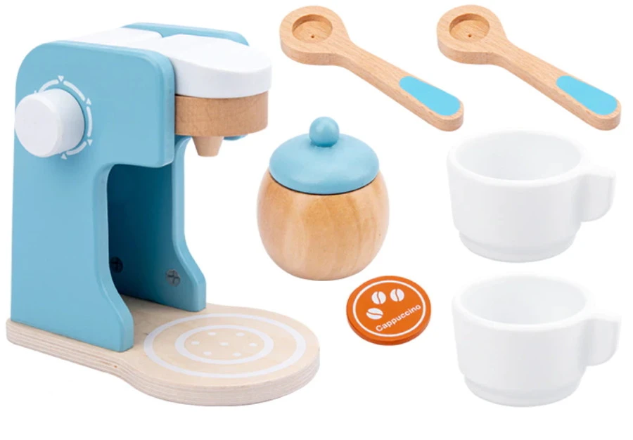 Eco Toys Blauw Houten Koffiezetapparaat HC493384 1 Eco Toys Blauw Houten Koffiezetapparaat HC493384