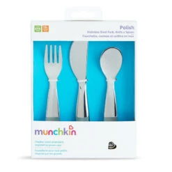 Munchkin Polish Silver 3-Delig Bestek Set 011211 -Babyproducten Winkel munchkin polish 3 delig bestek set 011211