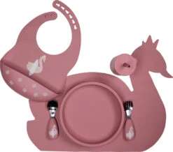 Tryco Dusty Rose Siliconen Bord TR-392818 -Babyproducten Winkel swan dusty rose silicone collection 01 3