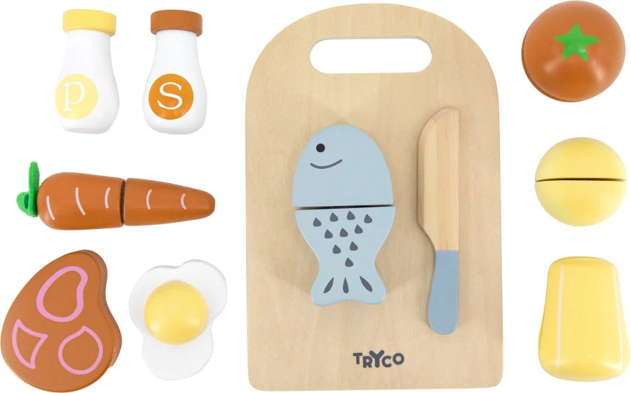 Tryco Houten Snijplank Met Speelgoed Eten TR-303025 1 Tryco Houten Snijplank Met Speelgoed Eten TR-303025