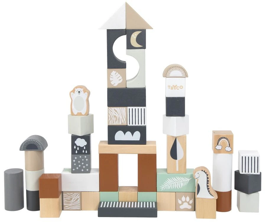 Tryco 50 Stuks Houten Blokken TR-353001 2 Tryco 50 Stuks Houten Blokken TR-353001 - Afbeelding 2